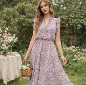 BB Dakota by Steve Madden Lavender Floral Maxi Dress